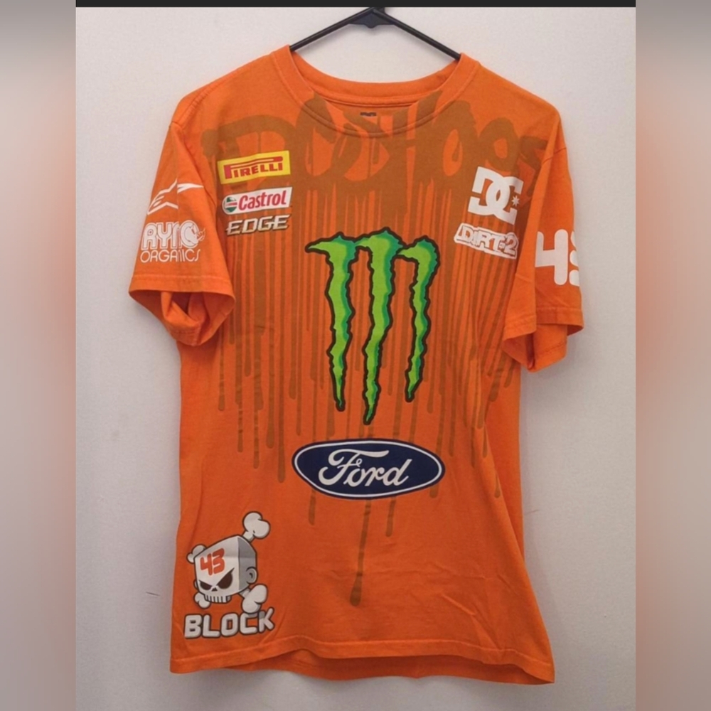 RARE color Monster energy DC brand tee size men's M orange great condition